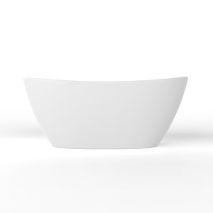 English Elm 61 Inch Solid Surface Freestanding Soaking Tub Matte White Ergonomic Bathtub W1613P351368