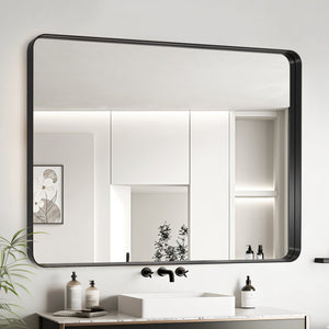 English Elm 40X30 Inch Black Aluminium Frame Bathroom Mirror - Modern, Durable, Hd Reflection, Easy Mounting & Safe! T3757P347041