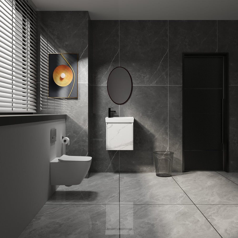 English Elm 20" Wall-Mounted Bathroom Vanity With Ceramic Sink, Stylish Storage & Minimalist White Finish W1972P196393