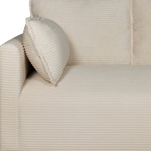 English Elm 48" Corduroy Compact Loveseat with Side Pocket Solid Wood Frame for Small Spaces Beige W2715P409864