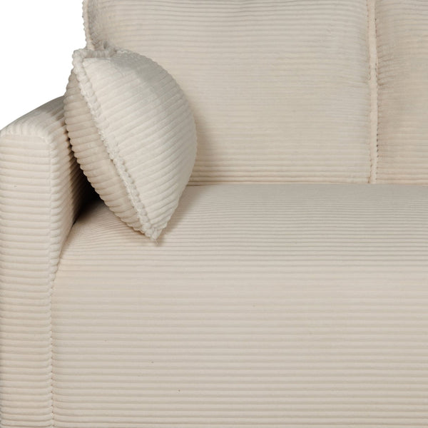 English Elm 48" Corduroy Compact Loveseat with Side Pocket Solid Wood Frame for Small Spaces Beige W2715P409864