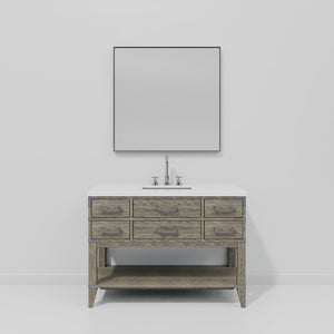 English Elm Grey Oak Single Bath Vanity Set With Cultured Marble Top, Chrome Faucet & Large Framed Mirror B2731S02113