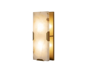 Sunpan Rovira Table Sconce - Hand Carved Alabaster & Brushed Gold Iron Base for Soft Ambient Glow