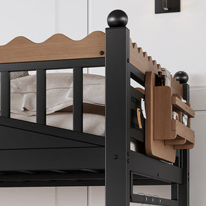 English Elm Full Size Metal Loft Bed with Stair Storage Shelves Bookshelf for Dorms Bedroom W1580S00378