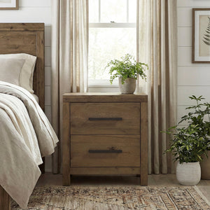English Elm Rustic Oak Veneer Nightstand with Usb Charging Hub Dovetail Drawers Bedroom Storage B011P467871