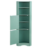 English Elm Tall Bathroom Corner Cabinet, Freestanding Storage Cabinet With Doors and Adjustable Shelves, Mdf Board, Green