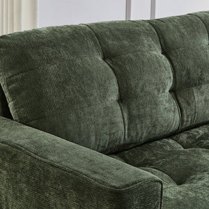 English Elm Swivel Barrel Accent Chair Chenille Tufted Round Club Seat for Living Room Lounge Green N719S002290F