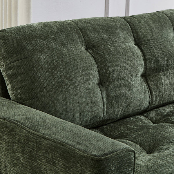 English Elm Swivel Barrel Accent Chair Chenille Tufted Round Club Seat for Living Room Lounge Green N719S002290F