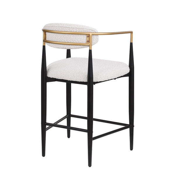English Elm Christopher Knight Home® - Counter Stool Set Of 2 - Modern Minimalist Boucle Upholstered Stools With Elegant Iron Frame N771P249370B