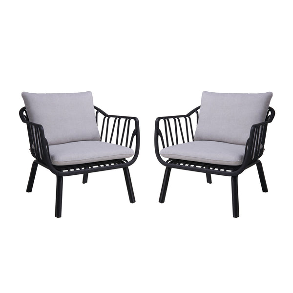 English Elm Christopher Knight Home® - Huron Outdoor PP Club Chair with Waterproof Olefin Cushions, Durable Plastic Frame and Iron Legs - Weather-Resistant Patio Seating Set Black+ Gray N775P178198B