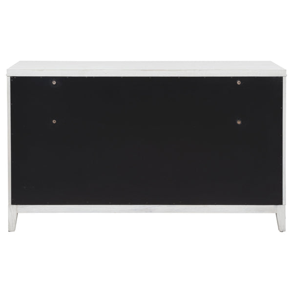 English Elm Inverness Six Drawer Farmhouse Dresser Distressed White Oak Veneer Brass Pulls B062P447818