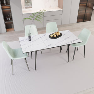 English Elm 47"-63" Extendable Mdf Dining Table & Light Green Chair Set For 2-6 People - Modern & Chic Design W2189S00617