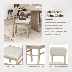 English Elm Topmax Rubberwood Six Piece Dining Set with Bench Linen Upholstered Modern Farmhouse SP000083AAD