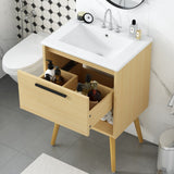 English Elm 24" Bathroom Vanity With Sink Combo, Multi-Functional Bathroom Cabinet With Drawer, Mdf Board, Natural