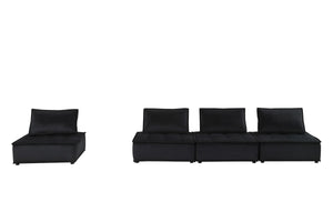 English Elm Aveline Velvet Tufted Modular Sofa Four Seat Low Profile Living Room Sectional Black B2749S00020