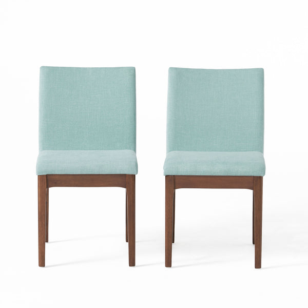 English Elm Dining Chair Set of Two Armless Upholstered Seats with Rubberwood Legs Modern Style Mint 58924.00MNT