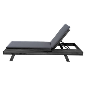 English Elm Lounge Chaise Outdoor Acacia Wood Slatted Frame with Water Resistant Cushion Resort Style Black,Dark Gray N770P442B18G
