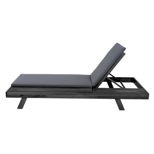 English Elm Lounge Chaise Outdoor Acacia Wood Slatted Frame with Water Resistant Cushion Resort Style Black,Dark Gray N770P442B18G