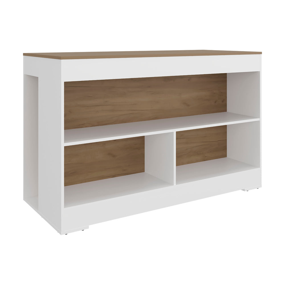 English Elm Worland,kitchen Island with Open Shelving and Wenge Finish for Modern Prep Spaces B128S00240