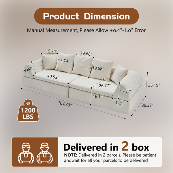 English Elm Cloud Modular Sectional with Ottoman Sink-in Cushions for Relaxed Living Spaces W3728S00006