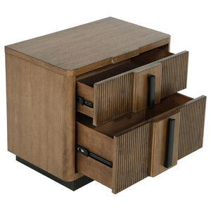 English Elm Moraga Fluted Ash Veneer Nightstand with Two Drawers for Modern Bedrooms B062P451801