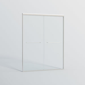 English Elm 56-60 in Semi-frameless Bypass Shower Door with Tempered Glass and Aluminum Hardware Brushed Nickel W1920P300300
