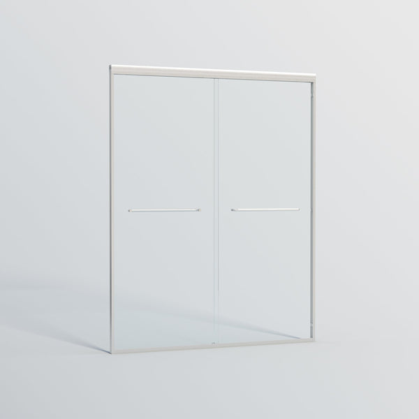English Elm 56-60 in Semi-frameless Bypass Shower Door with Tempered Glass and Aluminum Hardware Brushed Nickel W1920P300300