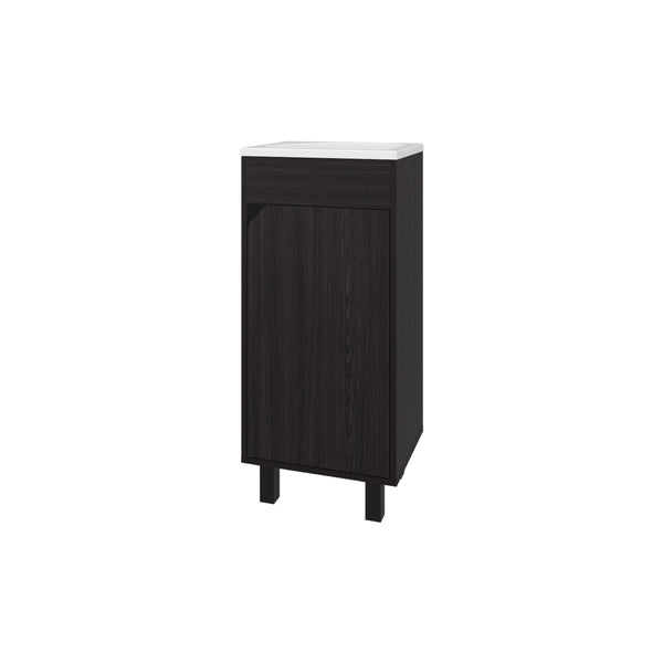 English Elm FM Modern Floating Bathroom Vanity with Integrated Sink and Soft-Close Door for Sleek Storage Wenge 33.9 L x 18.9 W x 11 H B128P293882