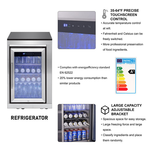 English Elm Outdoor Kitchen Island with Gas Grill Sink Refrigerator 304 Stainless Steel Bbq W5007S00020