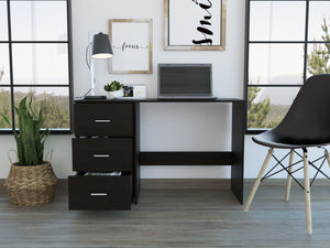 English Elm Classic 3 Drawers Writing Desk Black with Cup Rack & Top Shelf, Particle Board, 2 External Shelves, Stylish Storage B20091903