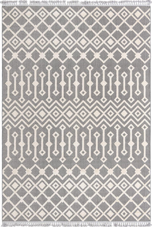 Unique Loom Arlo Lenny Machine Made Tribal Rug Charcoal, Ivory 9' 10" x 14' 1"