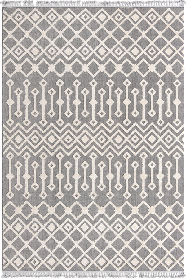 Unique Loom Arlo Lenny Machine Made Tribal Rug Charcoal, Ivory 9' 10" x 14' 1"