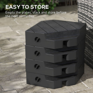 English Elm Outsunny 4-Piece Patio Umbrella Base Weight Set - Stylish, Durable, Stackable Outdoor Support, 132-176 Lbs W2225P174275-GIGA