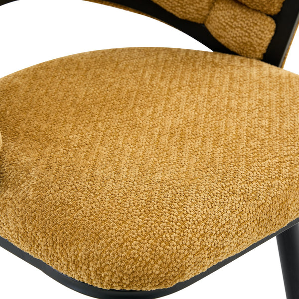 English Elm Set of 2 Chenille Upholstered Counter Stools with Iron Legs for Kitchen Islands Black,Yellow W3875P370852