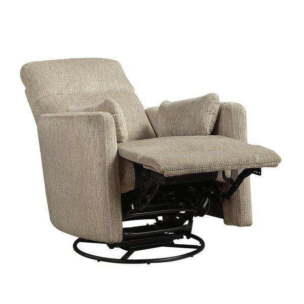 English Elm Modern Swivel Glider Recliner Chair with 360° Rotation, Plush Microfiber Upholstery & Pillows for Nursery Living Room Comfort Brown 33 L x 32.5 W x 26 H B011P395822