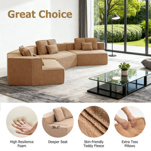 English Elm 181"extra Large Nine Seat Modular Sectional Sofa in Plush Sherpa for Spacious Lounges W3326S00040