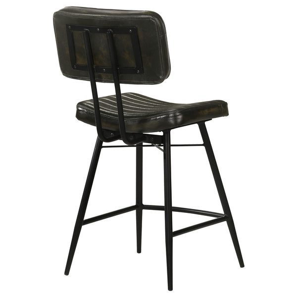 English Elm Senko Leather Channel Tufted Counter Stools with Iron Frame for Bar or Kitchen Set of 2 Antique Espresso B062P447997