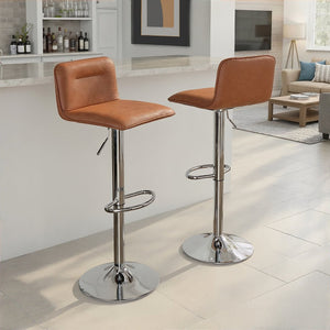 English Elm Adjustable Velvet Swivel Barstools with Chrome Base for Kitchen or Home Bar Set of 2 Camel B202S01962