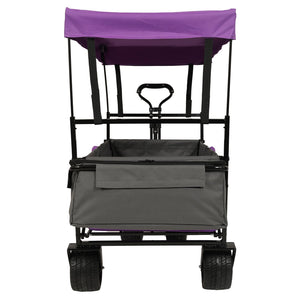 English Elm 480lbs Foldable All-terrain Wagon with Canopy Mosquito Net for Camping Outdoor W2932P253226