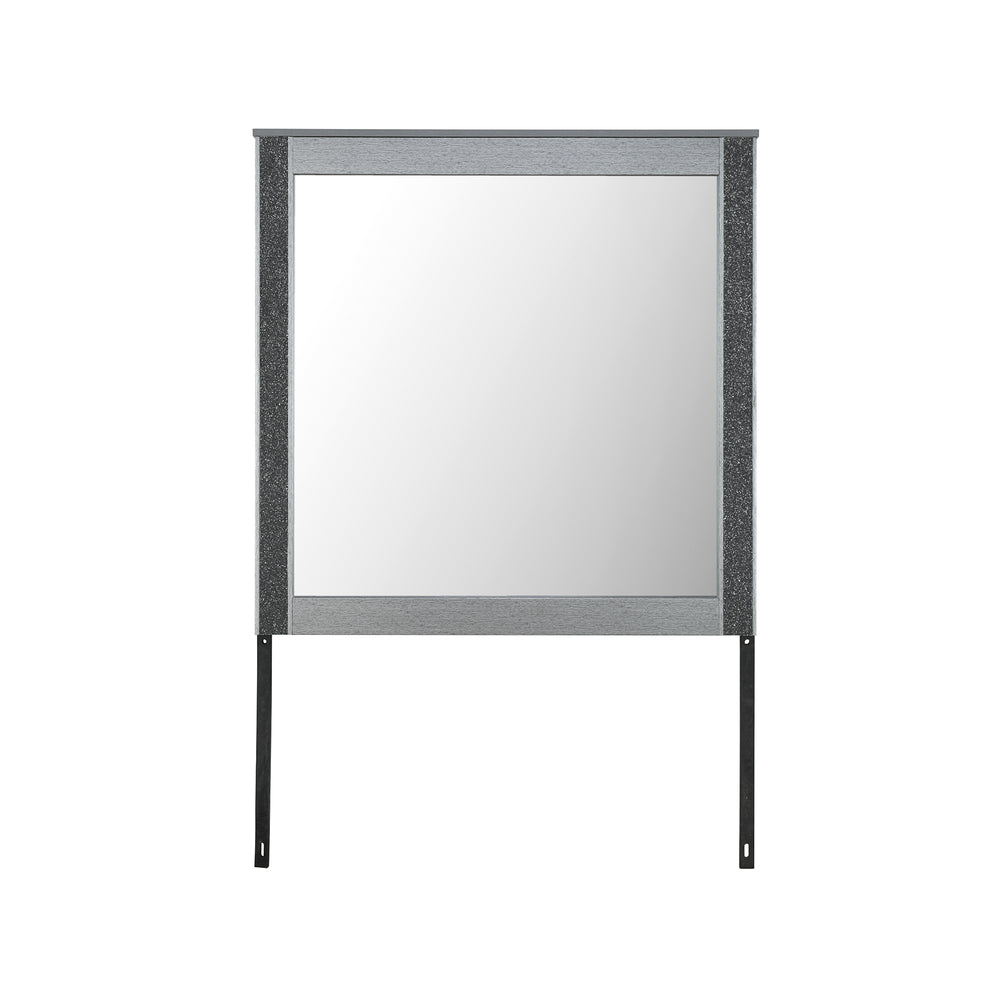 English Elm Lorenzo Sleek Silver Mirror with Glittered Detailing, Large Scale Solid Wood Frame, Dresser-Ready B201P299018