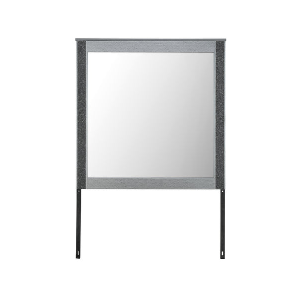 English Elm Lorenzo Sleek Silver Mirror with Glittered Detailing, Large Scale Solid Wood Frame, Dresser-Ready B201P299018