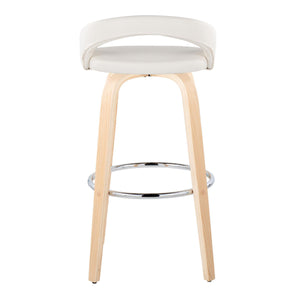 English Elm Fixed-height Swivel Barstools Walnut Bentwood Legs White Velvet Seat Set of 2 White B202S01915
