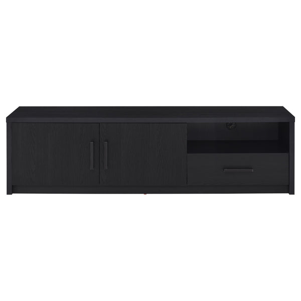 English Elm Ian Modern Black TV Stand Console with 2 Doors, Drawer & Shelf — Storage Media Center for 70" TVs B062P378249