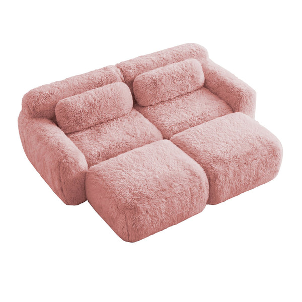 English Elm 80''soft Plush Modular Sectional Sofa with Chaise Deep Seat High Density Foam Living Room Pink W714S01557