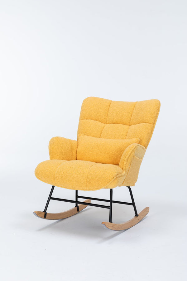 English Elm Rocking Glider Chair Teddy Upholstered High Back Nursery Accent Seat Modern Style B205P205671