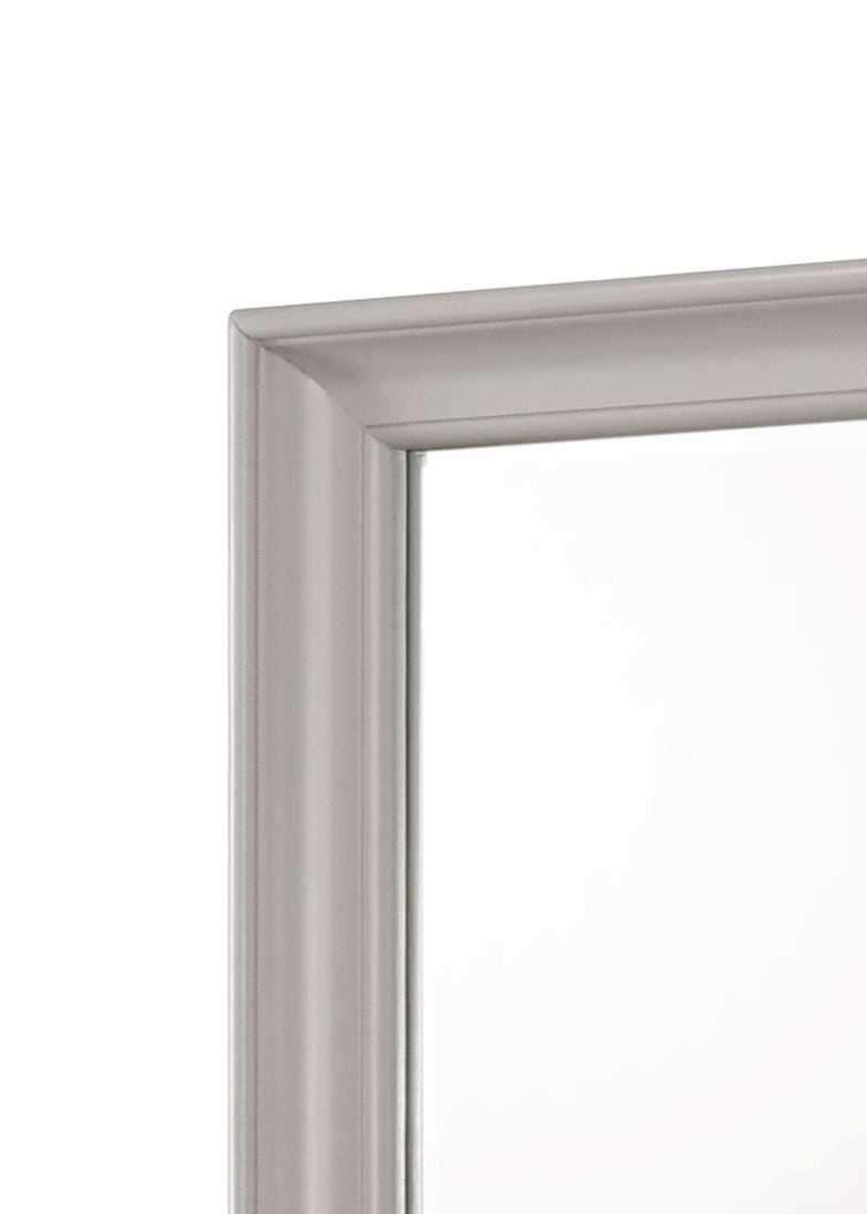 English Elm Gray Square Mirror Solid Wood Frame with Beveled Glass Edge, Transitional Poplar Accent for Walls B2699P236722