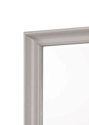 English Elm Gray Square Mirror Solid Wood Frame with Beveled Glass Edge, Transitional Poplar Accent for Walls B2699P236722