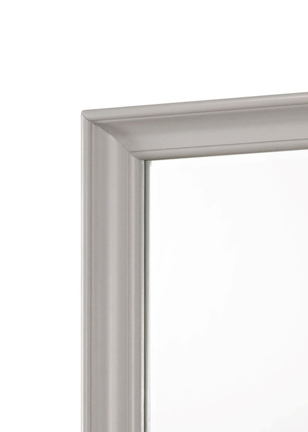 English Elm Gray Square Mirror Solid Wood Frame with Beveled Glass Edge, Transitional Poplar Accent for Walls B2699P236722