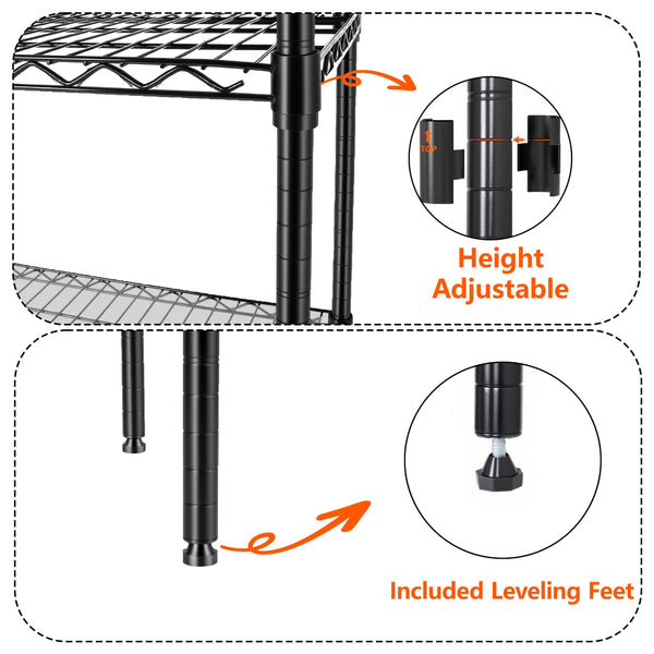 English Elm 3 Tier Heavy Duty Steel Wire Shelving Unit Expandable Industrial Storage Rack Set of 2 W2932P373618