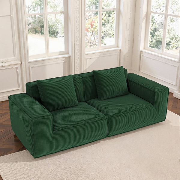 English Elm Modular Modular Sofa: Versatile Cloud Velvet Sofa Bed In Green, Perfect For Comfort & Space-Saving Solutions W3147S00027